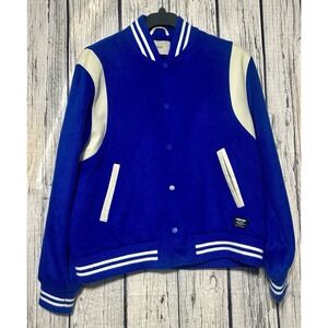 Hudson Jeans Varsity Bomber Jacket Royal Blue Wool‎ Blend Men's XL NWT $248